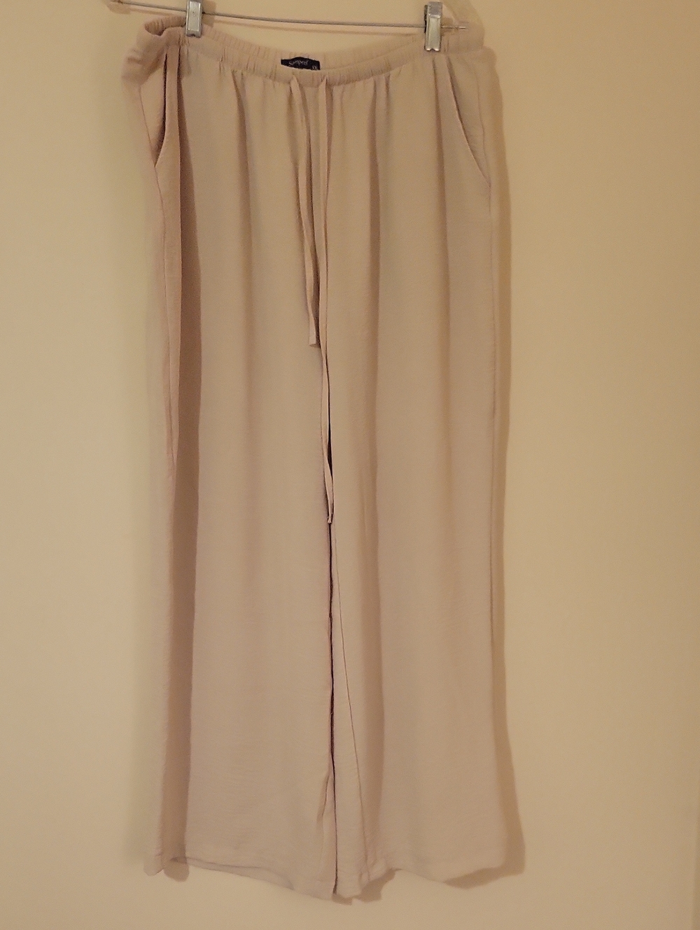 32G Light Beige Wide-Leg Lounge Pants with Drawstring
